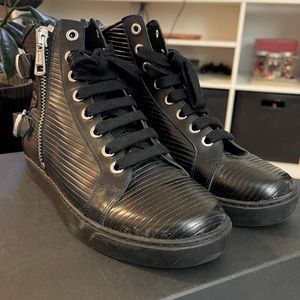 All Saints Black Leather Moto Sneakers